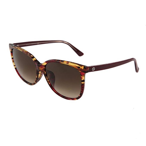 GUCCI RED HAVANA BURGUNDY BROWN GRADIENT SUNGLASSE - Picture 1 of 6